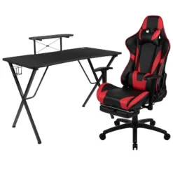Flash Furniture Gaming Desk And Footrest Reclining Gaming Chair Set With Cup Holder, Headphone Hook, And Monitor/Smartphone Stand -Smart Office Sets GUEST 68ec4a65 7256 48a0 b322 fefb9b2eb5ba 1