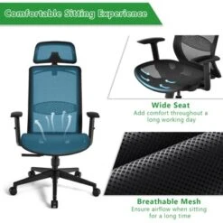 Tangkula High Back Mesh Office Chair Ergonomic Executive Chair Swivel Computer Task Chair W/ Headrest Black/ Gray -Smart Office Sets GUEST 699f5d07 c3a7 4676 a9a7 f7befe01ccc0