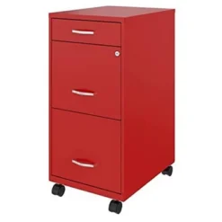 Space Solutions 18 Inch Wide Metal Mobile Organizer File Cabinet For Office Supplies & Hanging File Folders W/ Pencil Drawer & 3 File Drawers, Red -Smart Office Sets GUEST 6a4821c1 f7c2 4b4e 8fd3 879bcbf6315d