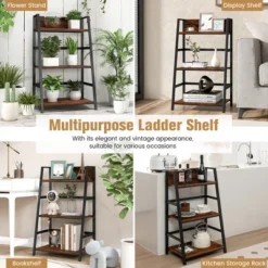 Costway 3-Tier Ladder Bookshelf Industrial Storage Rack Bookcase Plant Display Shelf -Smart Office Sets GUEST 6bf0622d b46c 4dc0 94d1 ed14fd42d70c