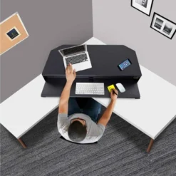 FlexPro Premier Electric Height Adjustable Corner Desk – 39.25” Standing Desk Converter – Black – Stand Steady -Smart Office Sets GUEST 6c5a5468 b5fd 49a3 8312 60653259e29a