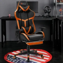 Costway Gaming Chair Reclining Racing Chair With Massage Lumbar Support &Footrest Orange -Smart Office Sets GUEST 6c77ec55 5949 496b 96aa 612a8cffb925