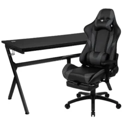 Flash Furniture Gaming Desk And Footrest Reclining Gaming Chair Set - Cup Holder/Headphone Hook/Removable Mouse Pad Top/Wire Management -Smart Office Sets GUEST 6f5a5a4b 24c5 4368 b0e3 921e8b3e9038