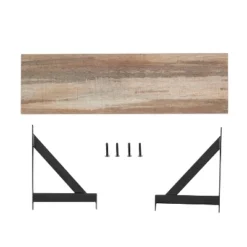 Genoa Wall Shelf On Triangular Metal Bracket Black/Rustic - Danya B. -Smart Office Sets GUEST 7180a11c b435 4a4d 9983 cbdc418a030e