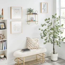 20" 2 Tier Warm Metal Hanging Bracket Wall Mounted Shelf Gold - Danya B. -Smart Office Sets GUEST 71d9866b 148f 452c 9678 5feb38e880de