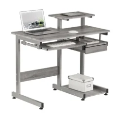 Complete Computer Workstation Desk Gray - Techni Mobili -Smart Office Sets GUEST 71d9c96e 95f6 4085 95a5 df69fdeea979