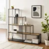 55.5" Modern 4 Shelf With Metal Bar Room Divider Bookcase Coastal Oak/Black - Saracina Home -Smart Office Sets GUEST 71d9f044 a019 4b83 b8c8 118205910759