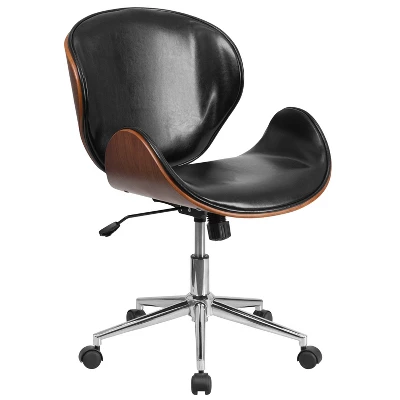 Emma And Oliver Mid-Back Wood Conference Office Chair With Leather Seat 9 Emma And Oliver Mid-Back Wood Conference Office Chair With Leather Seat - Image 7