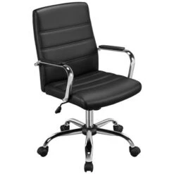 Yaheetech Mid-Back Office Chair With Arms 360° Swivel PU Leather Office Executive Chair -Smart Office Sets GUEST 72ec9274 f856 40f6 83c9 071be5d14ce6