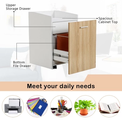 Costway File Cabinet With 2 Drawers Mobile Filing Cabinet W/Wheel For Letter Size 9 Costway File Cabinet With 2 Drawers Mobile Filing Cabinet W/Wheel For Letter Size - Image 7