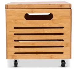 BirdRock Home Bamboo Rolling File Storage Organizer Box With Lid - Natural -Smart Office Sets GUEST 74374e41 814c 4987 948b 5cede358b96f