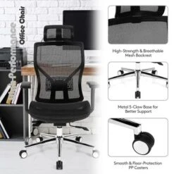 Costway Ergonomic Office Chair High-Back Mesh Chair W/Adjustable Lumbar Support -Smart Office Sets GUEST 74647328 76ca 47e8 af88 2795517ac313