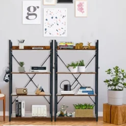 Costway 4 -Tier Industrial Bookshelf Open Storage Bookcase Display Shelf For Home Office -Smart Office Sets GUEST 74a89514 45f2 42cf be7b a4532ed88715