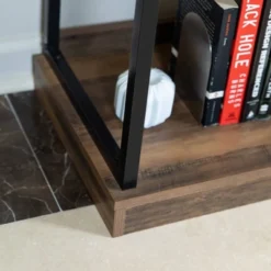 32" Oslo 3 Shelf Contemporary Wood And Metal Etagere Bookcase Brown/Black - Danya B. -Smart Office Sets GUEST 74ae287c 6e50 4146 967e 37d3510e4616