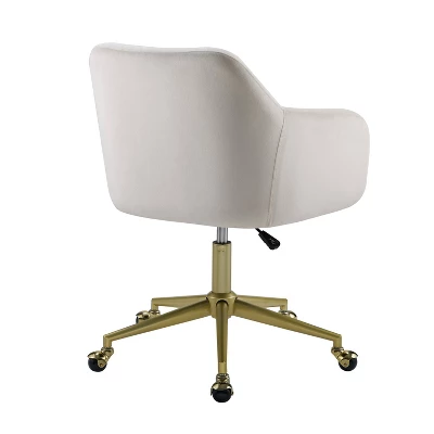 Imogen Quilted Office Chair Off White - Linon 5 Imogen Quilted Office Chair Off White - Linon - Image 3