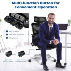 Costway Ergonomic Mesh Office Chair Adjustable High Back Chair W/ Lumbar Support -Smart Office Sets GUEST 74db2be0 d702 43b7 b49f d81ebc6c17aa