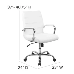 Flash Furniture Whitney Mid-Back White LeatherSoft Executive Swivel Office Chair With Chrome Frame And Arms - Set Of 4 -Smart Office Sets GUEST 755f985b 1b96 461d aebc 7d4171609c0e