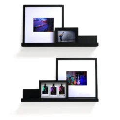 Set Of 2 (24") Modern Picture Ledge Wall Shelf Black - Inplace -Smart Office Sets GUEST 75611dea 455c 460f 89c1 39c4d2eeca27