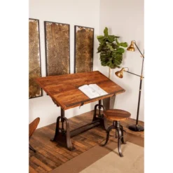 Industrial Teak Wood Console Table Brown - Olivia & May