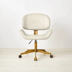 Mahonia Faux Leather Office Chair Cream/Aged Brass - Opalhouse™ Designed With Jungalow™ -Smart Office Sets GUEST 7640e014 ee0c 4fb4 9e4c 762fed3e8351
