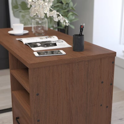 Merrick Lane Rustic Computer Desk With Shelving And Storage Drawer Metal Frame Pedestal Base Home Office Desk 9 Merrick Lane Rustic Computer Desk With Shelving And Storage Drawer Metal Frame Pedestal Base Home Office Desk - Image 7