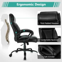 Costway 400 LBS Big & Tall Leather Office Chair Adjustable High Back Task Chair -Smart Office Sets GUEST 76b58bed c509 452f 95ca c9c6bff60cc7