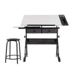 Core Drawing Table And Stool Set Charcoal Black/White - Studio Designs -Smart Office Sets GUEST 77086ace c907 4ada 88ea a4ab84512e32