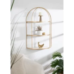 21" X 32" Freade Tiered Decorative Wall Shelf White/Gold - Kate & Laurel All Things Decor 13 21" X 32" Freade Tiered Decorative Wall Shelf White/Gold - Kate & Laurel All Things Decor -Smart Office Sets GUEST 77a894b3 1690 41ee a2c8 2d6a58e75070