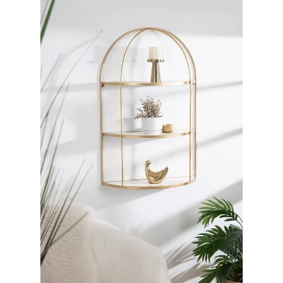 21" X 32" Freade Tiered Decorative Wall Shelf White/Gold - Kate & Laurel All Things Decor 7 21" X 32" Freade Tiered Decorative Wall Shelf White/Gold - Kate & Laurel All Things Decor - Image 5