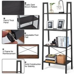 Tangkula 4-Tier Ladder Bookshelf Display Ladder Rack Free-Standing Plant -Smart Office Sets GUEST 77fa62d4 c38f 411b a445 b784e64b5969