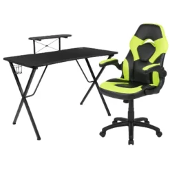 Flash Furniture Gaming Desk And Racing Chair Set With Cup Holder, Headphone Hook, And Monitor/Smartphone Stand -Smart Office Sets GUEST 77fc4ee4 fc62 4626 bb36 f001d39d305c