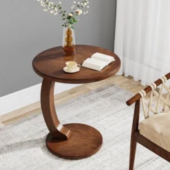 LITTLE TREE Boho Round C Shaped End Table Brown -Smart Office Sets GUEST 789a971c 555d 4d22 97e5 f416efc30237