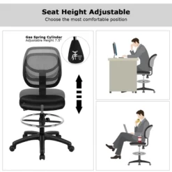 Mesh Drafting Chair Mid Back Office Chair Adjustable Height W/Footrest Armless -Smart Office Sets GUEST 78d5f1f0 cc2d 4d75 b4d3 e32089260b9d