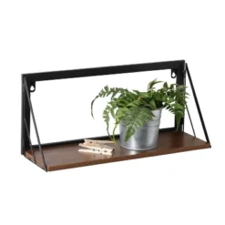 Honey-Can-Do Small Laundry Wall Shelf With Wood Walnut