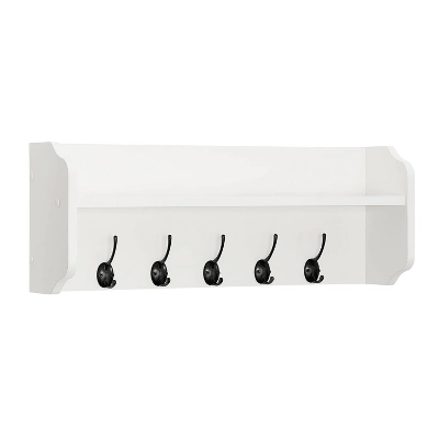 25" X 9" Entryway Floating Utility Wall Shelf With Hooks White - Danya B. 13 25" X 9" Entryway Floating Utility Wall Shelf With Hooks White - Danya B. - Image 11