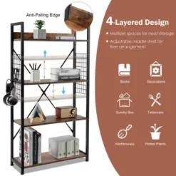 Costway 4 -Tier Industrial Bookshelf Open Storage Bookcase Display Shelf For Home Office -Smart Office Sets GUEST 7d19ac83 143f 4da8 ae87 06aba11927fa