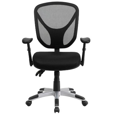 Emma And Oliver Mid-Back Black Mesh Multifunction Swivel Ergonomic Task Office Chair - Arms 10 Emma And Oliver Mid-Back Black Mesh Multifunction Swivel Ergonomic Task Office Chair - Arms - Image 8