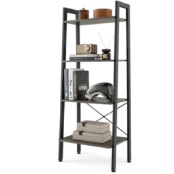 Costway 4-Tier Bookshelf Industrial Display Storage Shelf Plant Flower Stand Metal Frame Brown/Gray -Smart Office Sets GUEST 7dcdbe71 3ddf 4adf 8f4b 8271e9050955