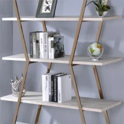 Ketano Metal 4-Shelf Bookcase In Champagne And White - Furniture Of America -Smart Office Sets GUEST 7ee0d0bc 29a8 4164 9710 109b31644621
