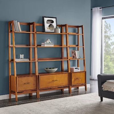 70.5" 3pc Landon Bookcase Set - Crosley 3 70.5" 3pc Landon Bookcase Set - Crosley