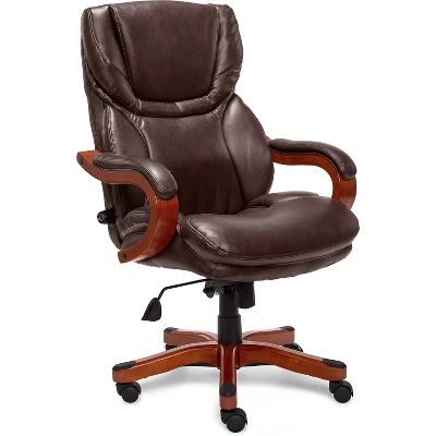 Big And Tall Executive Office Chair With Upgraded Wood Accents - Serta 4 Big And Tall Executive Office Chair With Upgraded Wood Accents - Serta - Image 2
