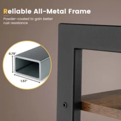 Costway 4-Tier Bookshelf Industrial Display Storage Shelf Plant Flower Stand Metal Frame Brown/Gray -Smart Office Sets GUEST 7f4f3a86 0fcb 4bce b8bb 9e7b7eaa3b36