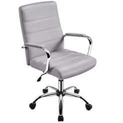Yaheetech Mid-Back Office Chair With Arms 360° Swivel PU Leather Office Executive Chair -Smart Office Sets GUEST 7f8e8fea 91d8 4833 95b1 216a03bacb09