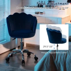 Costway Velvet Petal Shell Office Chair Adjustable Swivel Accent Vanity Armchair YellowBlueGreyPink -Smart Office Sets GUEST 7fe1dede 0a35 4713 9c4e 789932ca0304