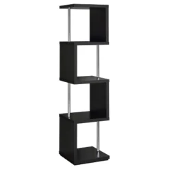 Baxter 4 Shelf Zig Zag Bookcase With Chrome Details - Coaster -Smart Office Sets GUEST 805eb7c6 31ad 41ed 89f1 ae332f3d0706