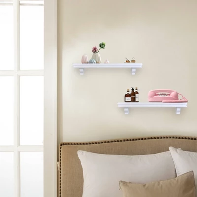 23.6" X 4" 2pc Decorative Floating Display Ledge Shelves White - Danya B. 4 23.6" X 4" 2pc Decorative Floating Display Ledge Shelves White - Danya B. - Image 2