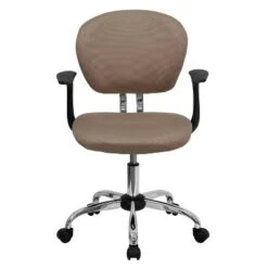 Emma And Oliver Mid-Back Coffee Brown Mesh Padded Swivel Task Office Chair With Arms -Smart Office Sets GUEST 82f0dd06 72ee 472d b6d6 009a1916d4c3