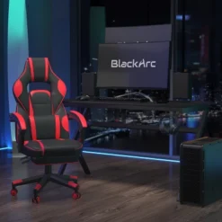 BlackArc Zulu Gaming Desk And Chair Set, Ergonomic Gaming Chair With USB Massage, Slide-Out Footrest, And Detachable Headrest Pillow