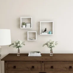 Floating Shelves- Open Cube Wall Shelf Set With Hidden Brackets, 3 Sizes To Display Décor, Photos, More- Hardware Included By Lavish Home (White) 14 Floating Shelves- Open Cube Wall Shelf Set With Hidden Brackets, 3 Sizes To Display Décor, Photos, More- Hardware Included By Lavish Home (White) -Smart Office Sets GUEST 84c149ba a4e1 47bd 8df8 987a6a0bb2be