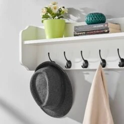 25" X 9" Entryway Floating Utility Wall Shelf With Hooks White - Danya B. 23 25" X 9" Entryway Floating Utility Wall Shelf With Hooks White - Danya B. -Smart Office Sets GUEST 84d40b82 45e6 4d96 9985 cea76a385185